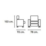 Diagrama de medidas del sillón Condal: 78 cm ancho, 93 cm fondo y 103 cm alto.