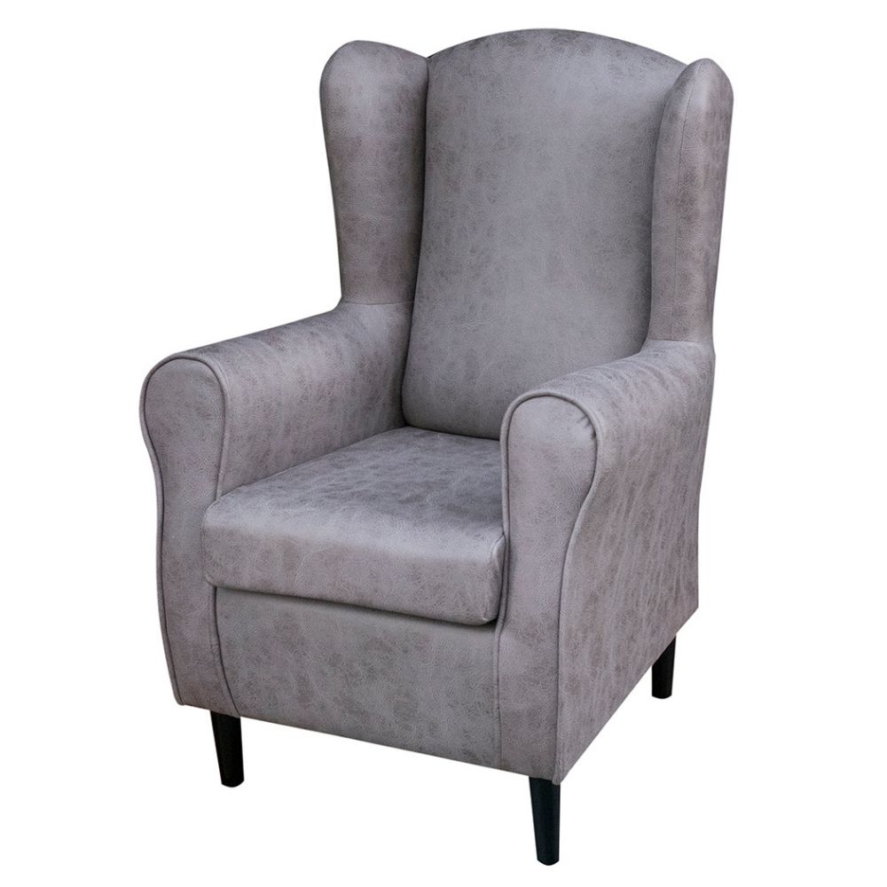 Butaca orejero fija en color gris, tapizada en tela Aqualine antimanchas y fácil de limpiar. El diseño incluye respaldo alto con orejas laterales, reposabrazos curvados y patas robustas que aseguran estabilidad. Ideal para salas de estar y rincones de lectura, esta butaca combina elegancia y funcionalidad, proporcionando un asiento cómodo y de fácil mantenimiento.