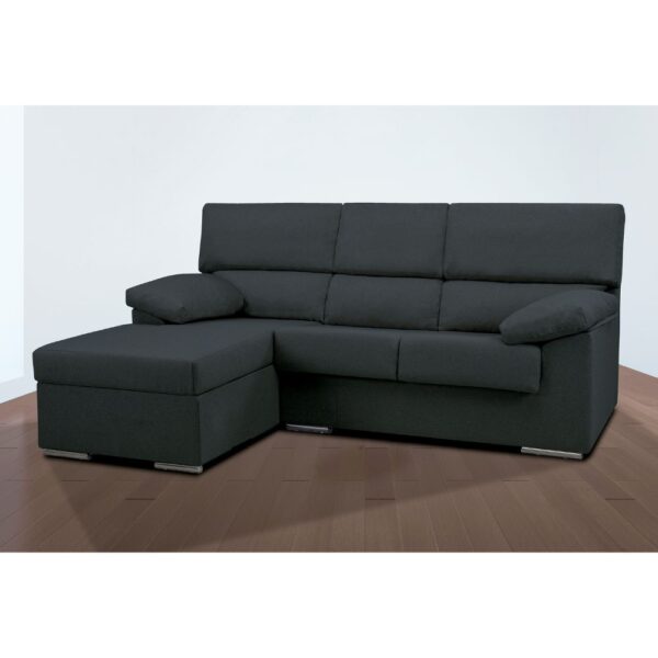 Sofá chaise longue modelo Aqualine en color gris oscuro, económico y disponible para venta web en Murcia.