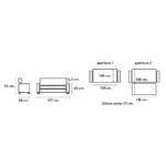 Diagrama con medidas de un sofá cama. Se muestran tres vistas diferentes con las dimensiones específicas: vista frontal, lateral y las aperturas del sofá en modo cama, indicando los tamaños en centímetros. También se menciona la altura del sofá cama.