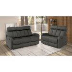 Sofá de dos y tres plazas modelo Siberia, ambos con sistema reclinable para mayor comodidad.